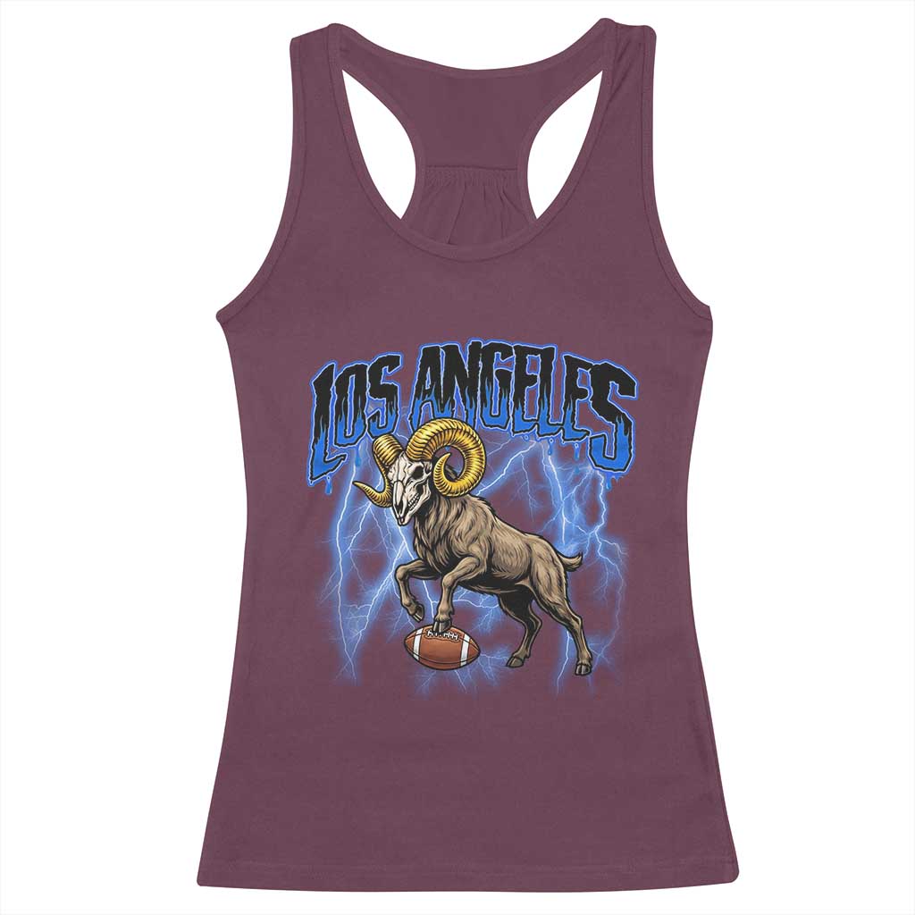Gothic Lightning Ram Skull Racerback Tank Top Game Day Sports Fan Gift