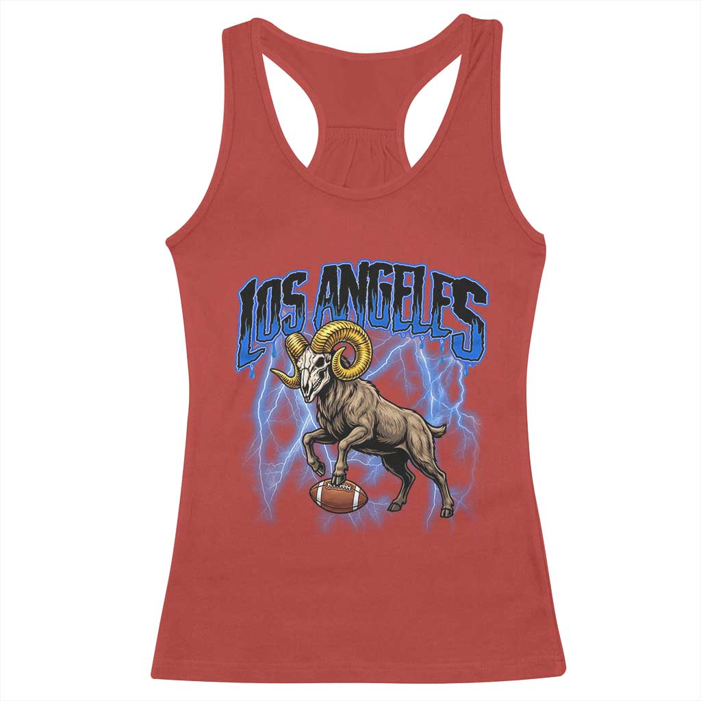 Gothic Lightning Ram Skull Racerback Tank Top Game Day Sports Fan Gift
