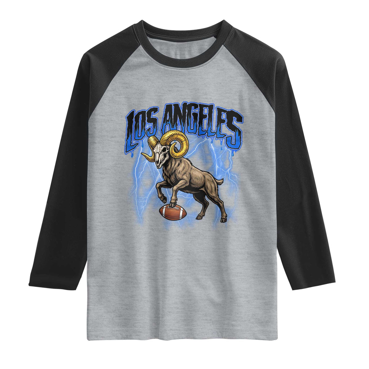 Gothic Lightning Ram Skull Raglan Shirt Game Day Sports Fan Gift
