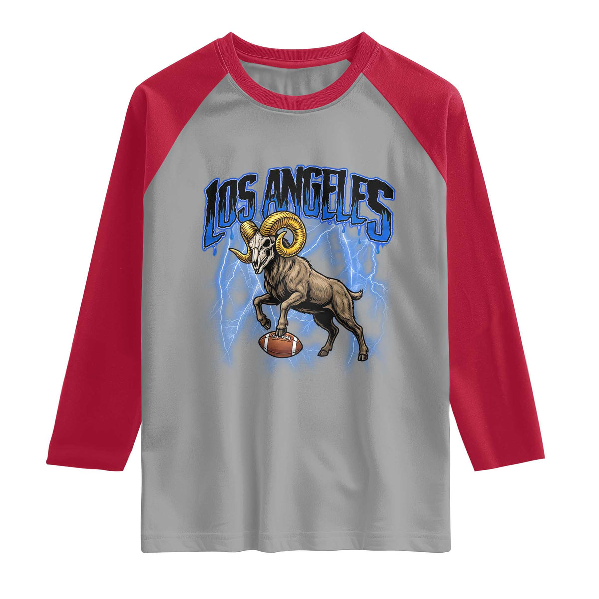 Gothic Lightning Ram Skull Raglan Shirt Game Day Sports Fan Gift