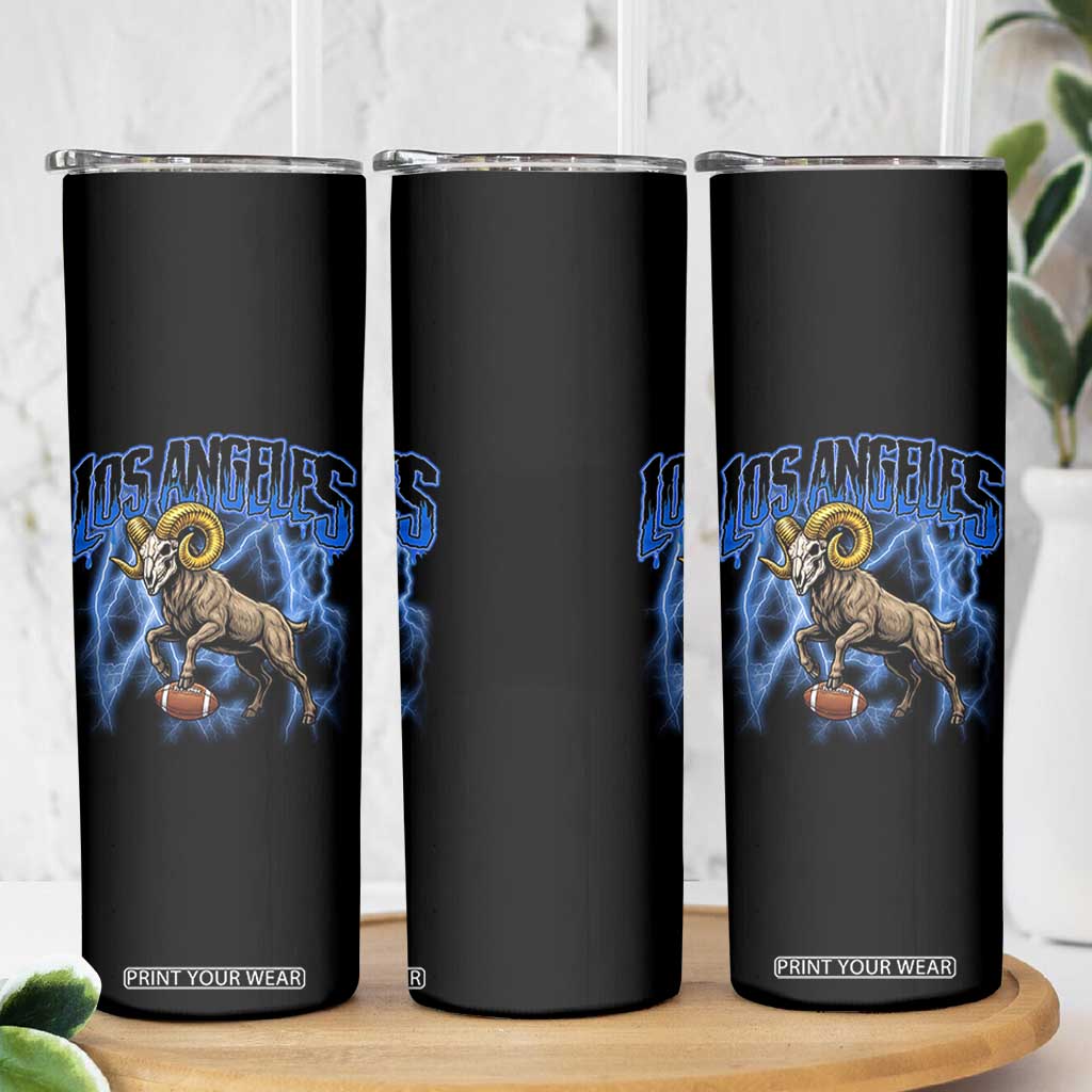 Gothic Lightning Ram Skull Skinny Tumbler Game Day Sports Fan Gift