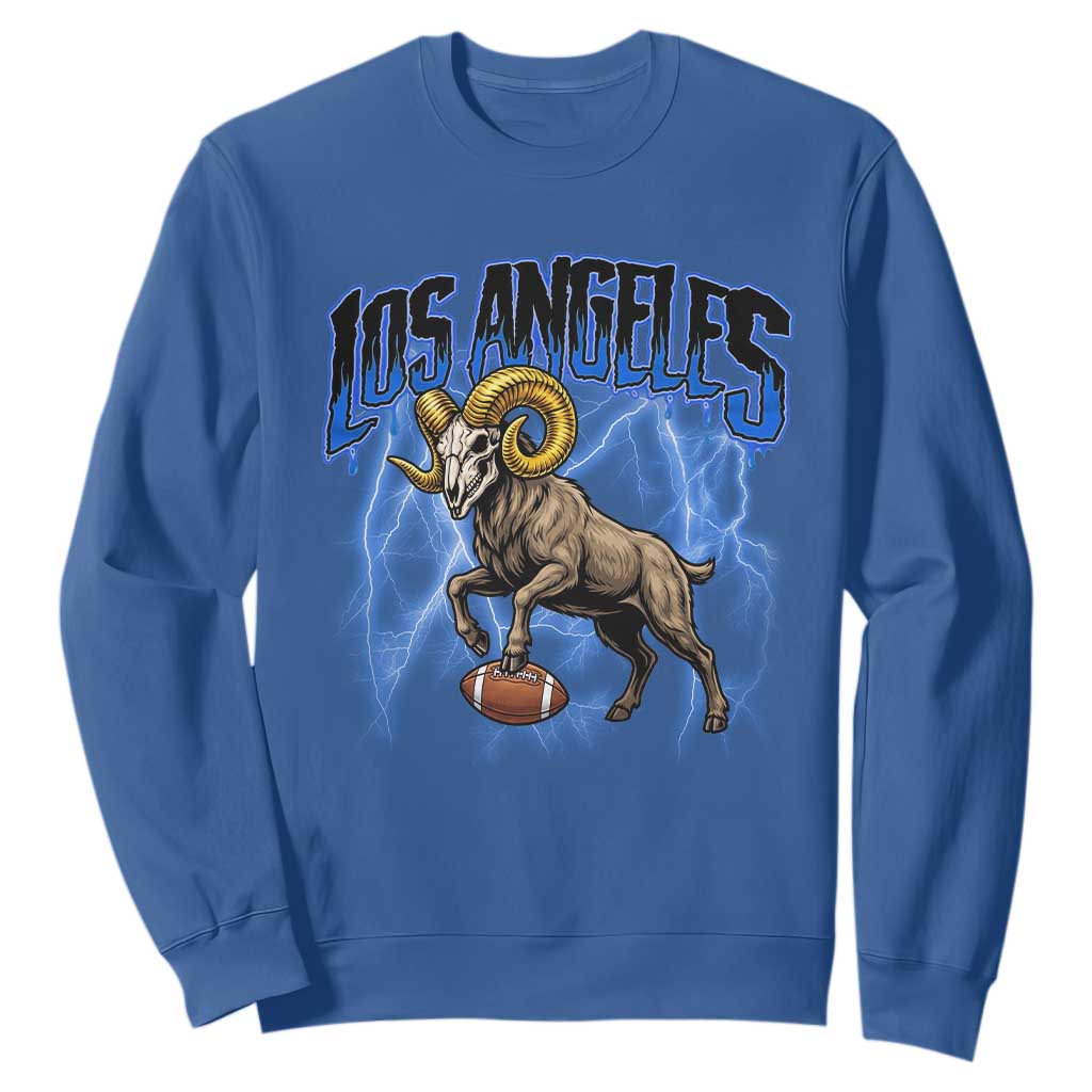 Gothic Lightning Ram Skull Sweatshirt Game Day Sports Fan Gift TS12 Royal Blue Print Your Wear