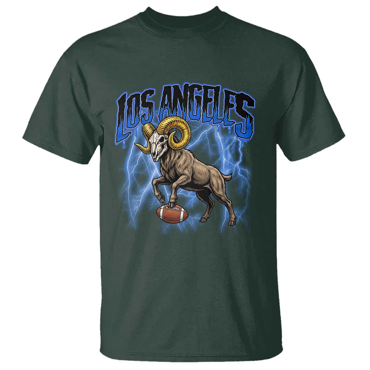 Gothic Lightning Ram Skull T Shirt Game Day Sports Fan Gift