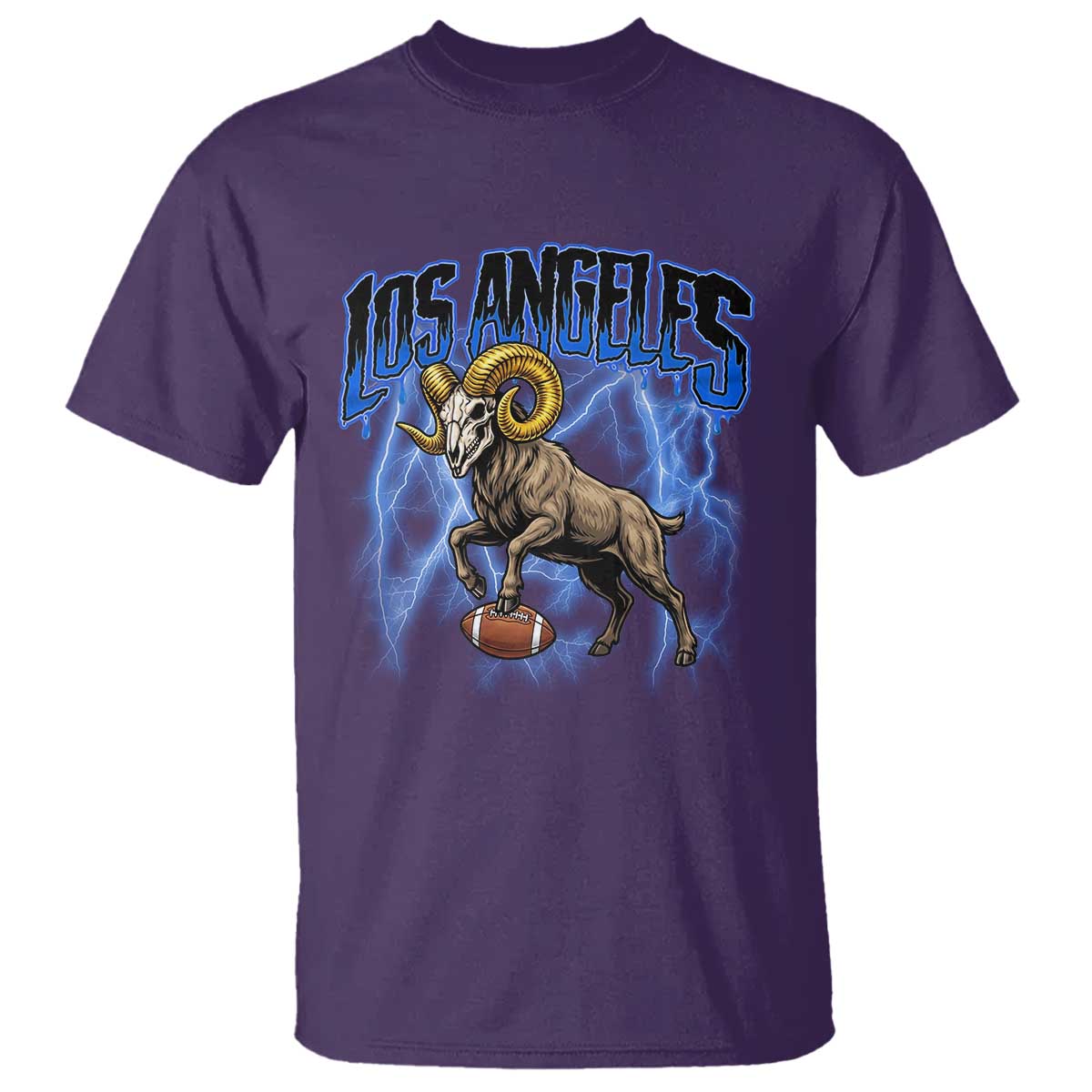 Gothic Lightning Ram Skull T Shirt Game Day Sports Fan Gift