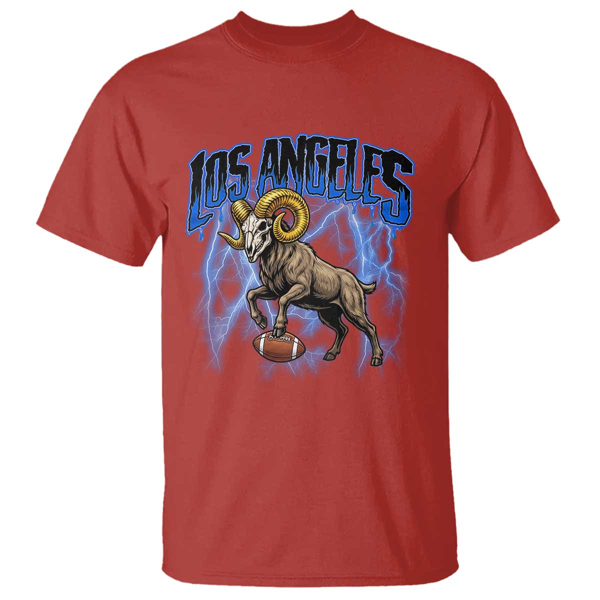 Gothic Lightning Ram Skull T Shirt Game Day Sports Fan Gift