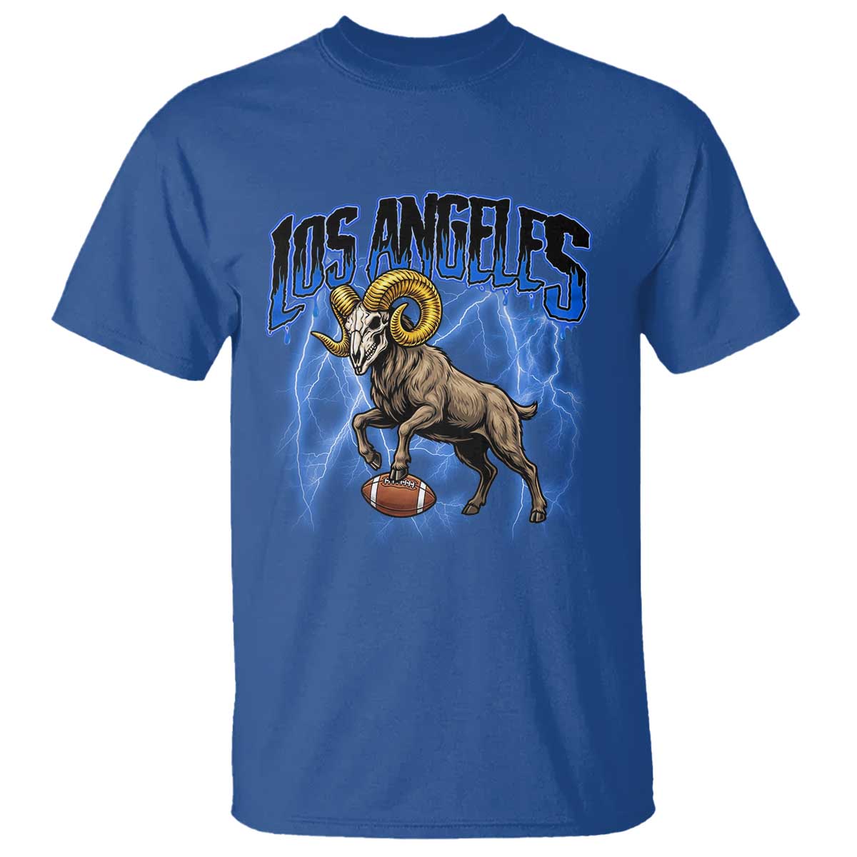 Gothic Lightning Ram Skull T Shirt Game Day Sports Fan Gift TS12 Royal Blue Print Your Wear