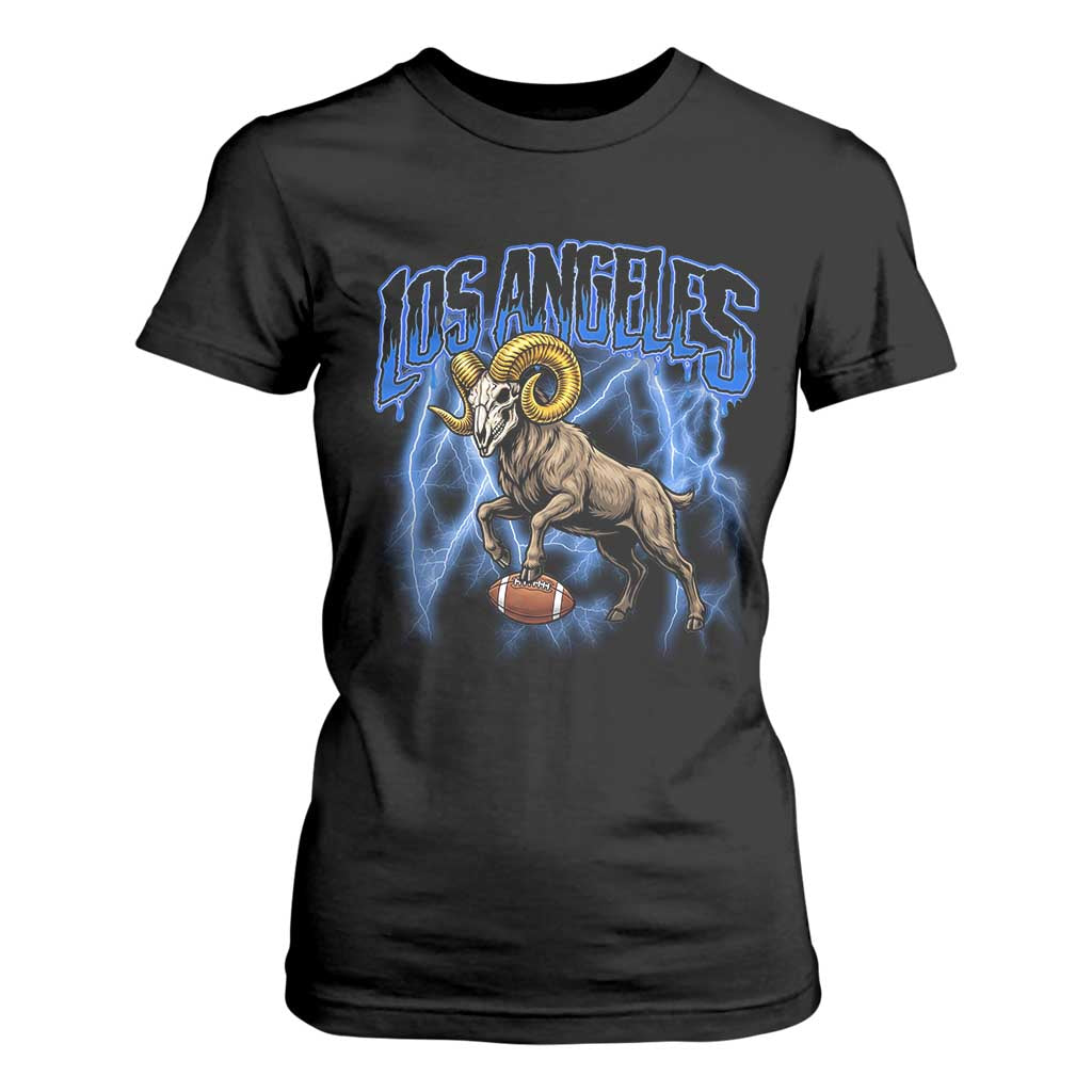 Gothic Lightning Ram Skull T Shirt For Women Game Day Sports Fan Gift