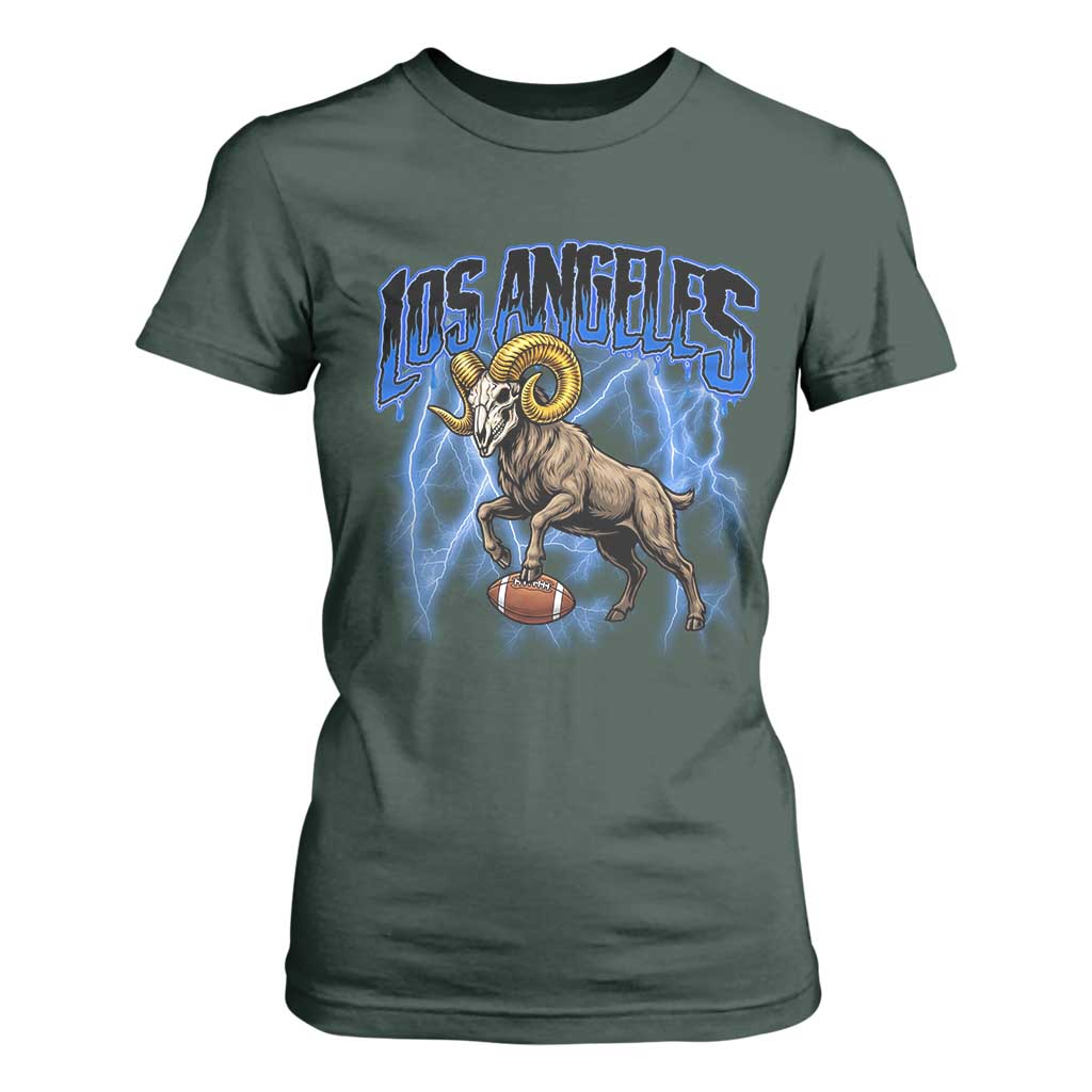 Gothic Lightning Ram Skull T Shirt For Women Game Day Sports Fan Gift