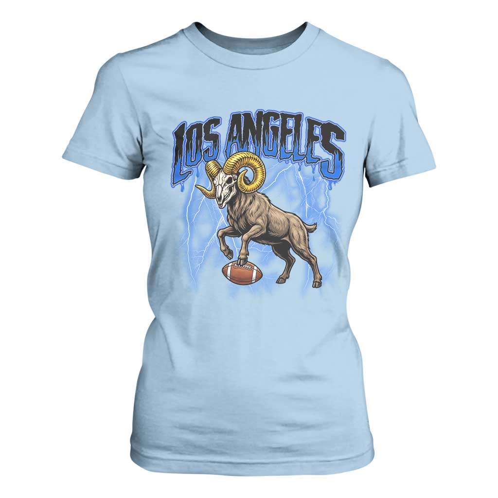 Gothic Lightning Ram Skull T Shirt For Women Game Day Sports Fan Gift