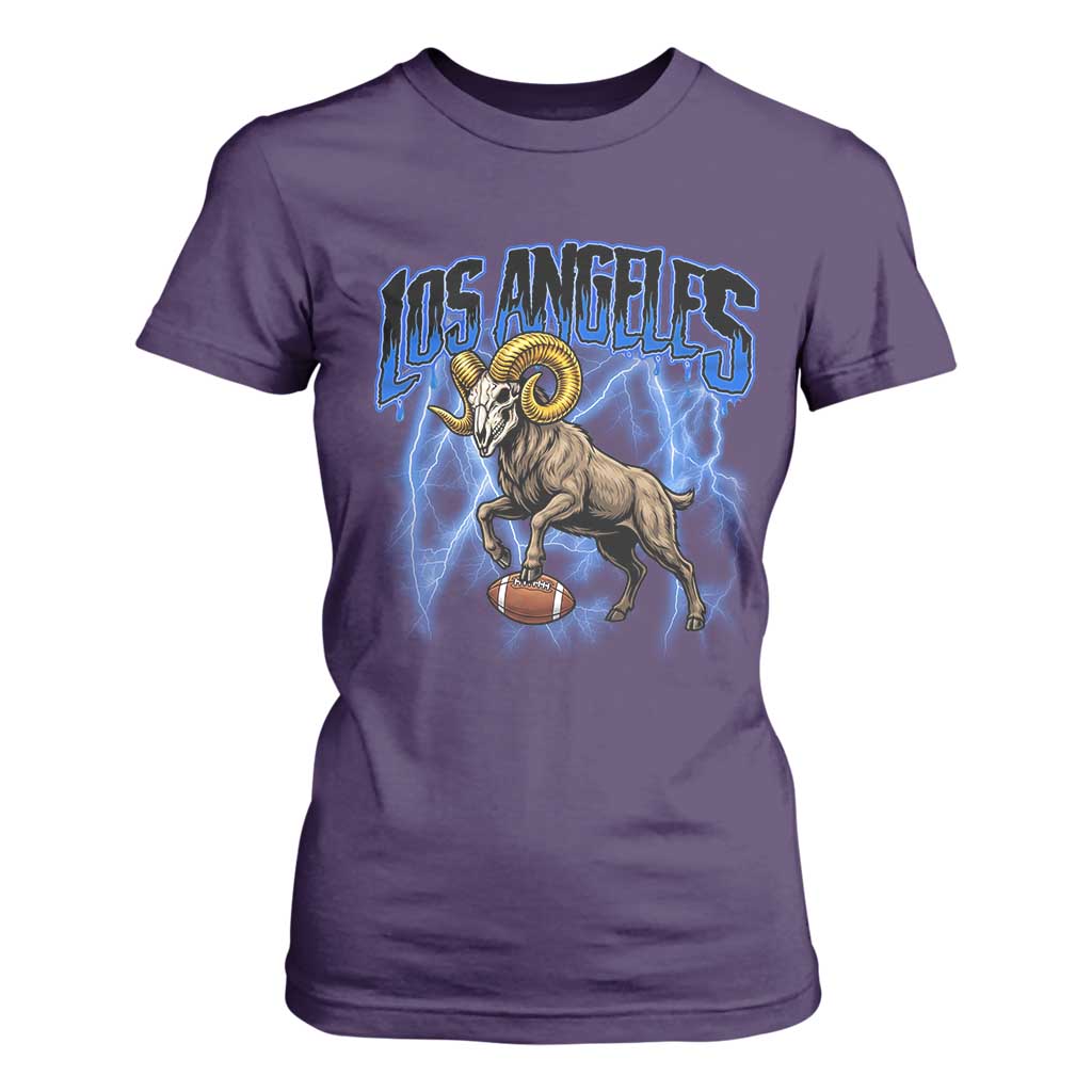 Gothic Lightning Ram Skull T Shirt For Women Game Day Sports Fan Gift