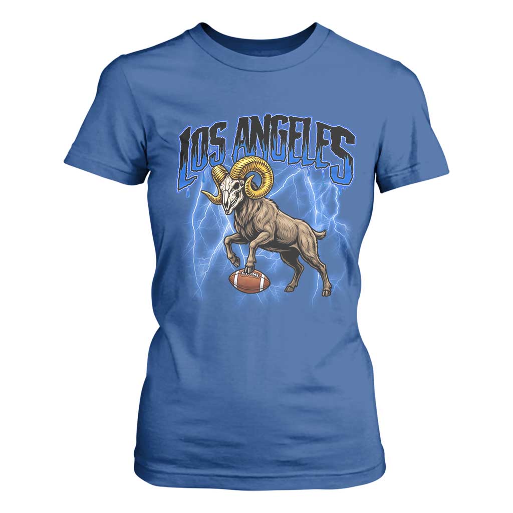Gothic Lightning Ram Skull T Shirt For Women Game Day Sports Fan Gift TS12 Royal Blue Print Your Wear