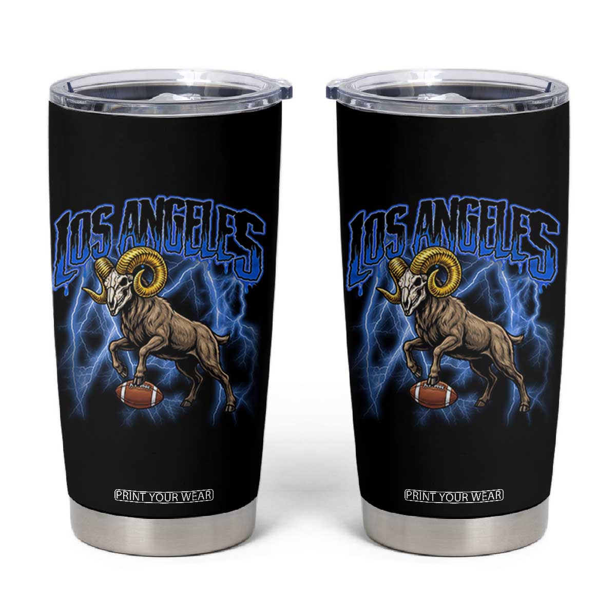 Gothic Lightning Ram Skull Tumbler Cup Game Day Sports Fan Gift TS12 Black Print Your Wear