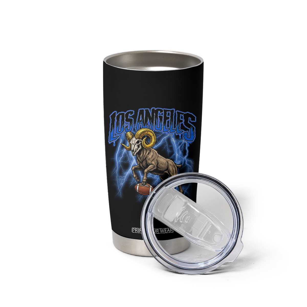Gothic Lightning Ram Skull Tumbler Cup Game Day Sports Fan Gift