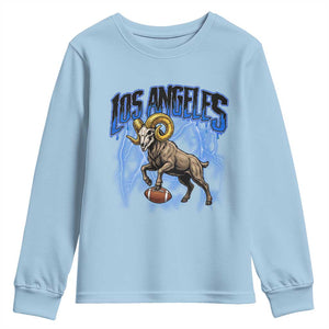 Gothic Lightning Ram Skull Youth Sweatshirt Game Day Sports Fan Gift