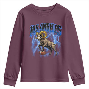 Gothic Lightning Ram Skull Youth Sweatshirt Game Day Sports Fan Gift