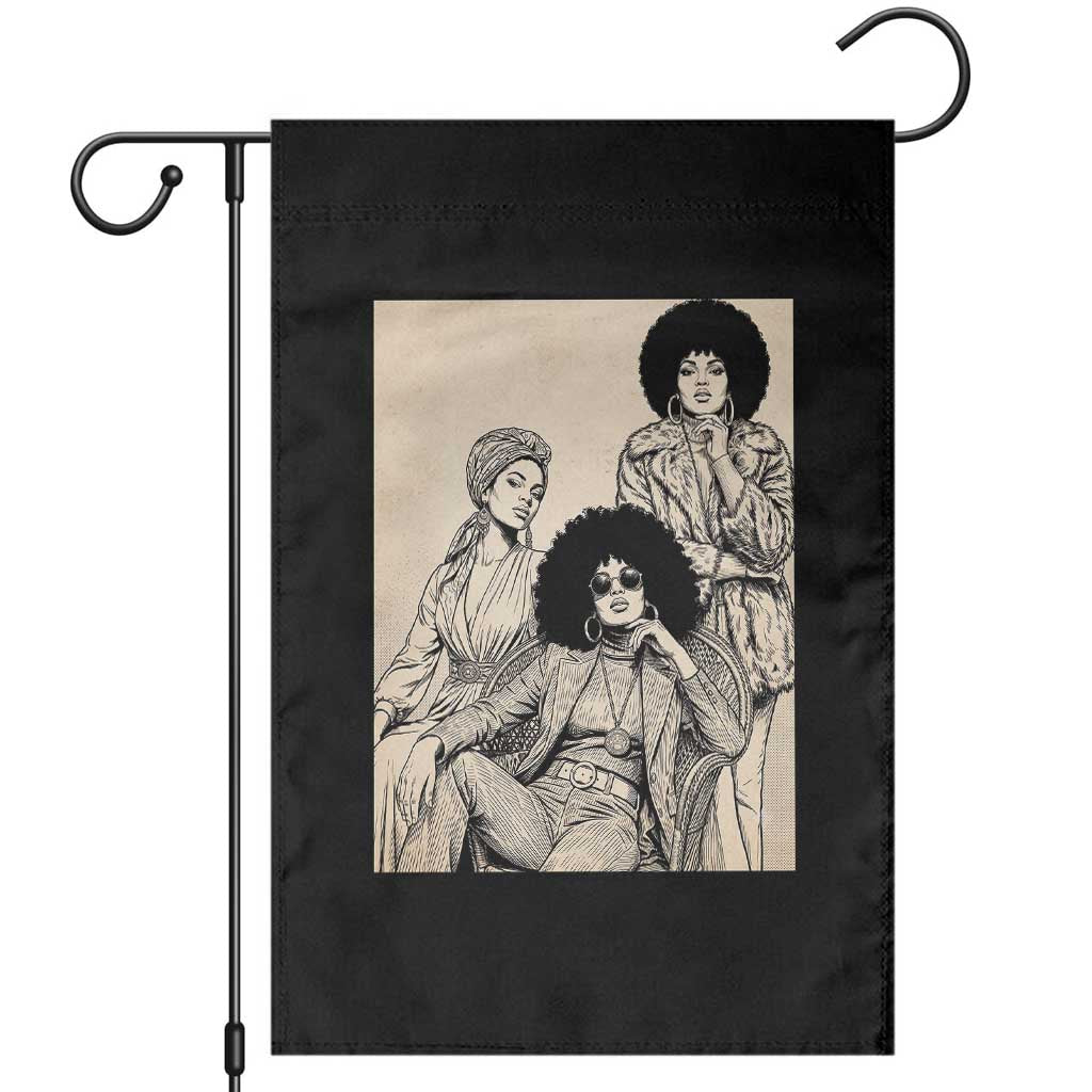 Vintage 70s Afro Queen Black Girl Pride Fashion Garden Flag TS12 Black Print Your Wear