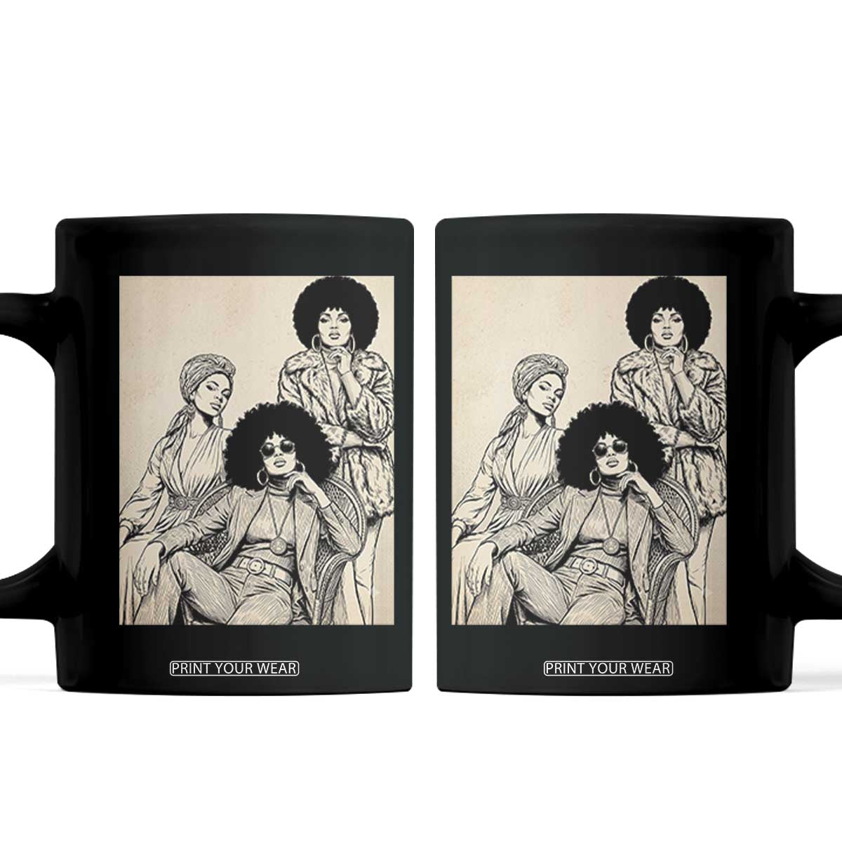 Vintage 70s Afro Queen Black Girl Pride Fashion Coffee Mug TS12 Black Print Your Wear