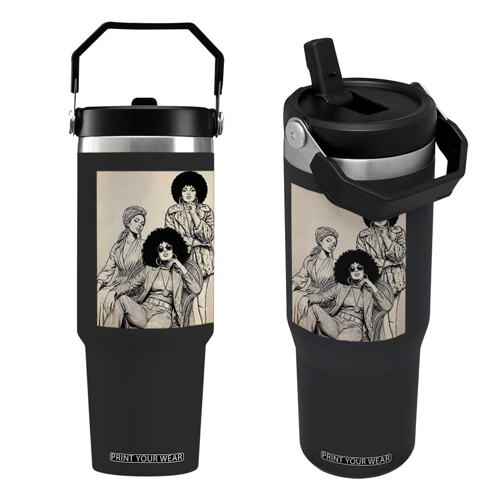 Vintage 70s Afro Queen Black Girl Pride Fashion Flip Straw Tumbler TS12 One Size: 30 oz Black Print Your Wear