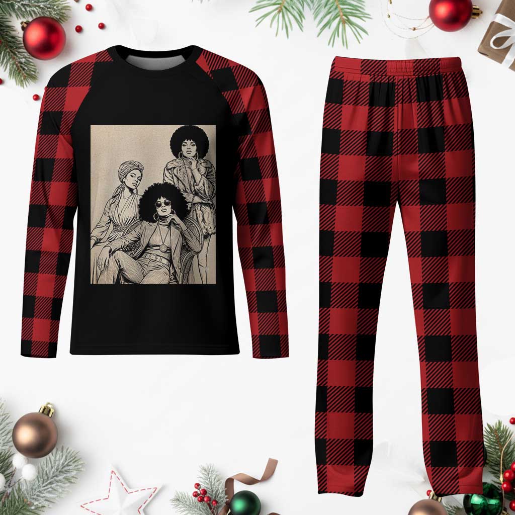 Vintage 70s Afro Queen Black Girl Pride Fashion Plaid Pajama Set TS12 Buffalo Plaid Print Your Wear