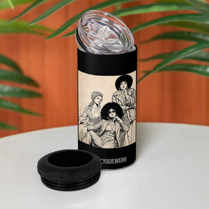 Vintage 70s Afro Queen Black Girl Pride Fashion 4 in 1 Can Cooler Tumbler