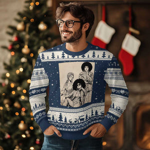 Vintage 70s Afro Queen Black Girl Pride Fashion Ugly Christmas Sweater