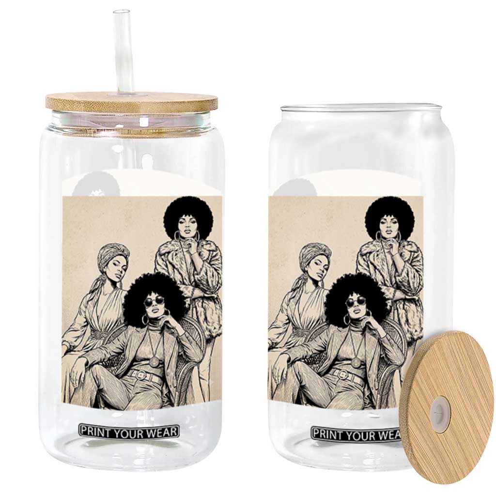 Vintage 70s Afro Queen Black Girl Pride Fashion Glass Can