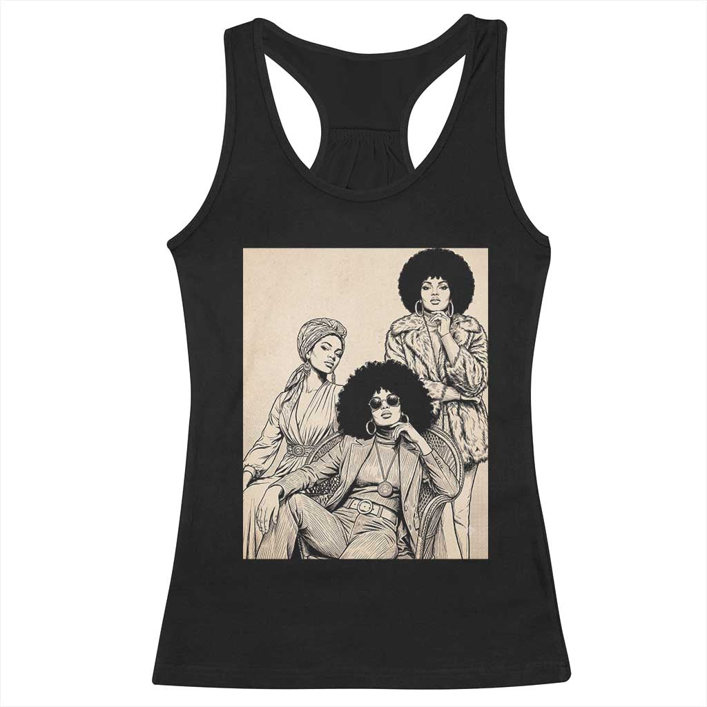 Vintage 70s Afro Queen Black Girl Pride Fashion Racerback Tank Top TS12 Black Print Your Wear
