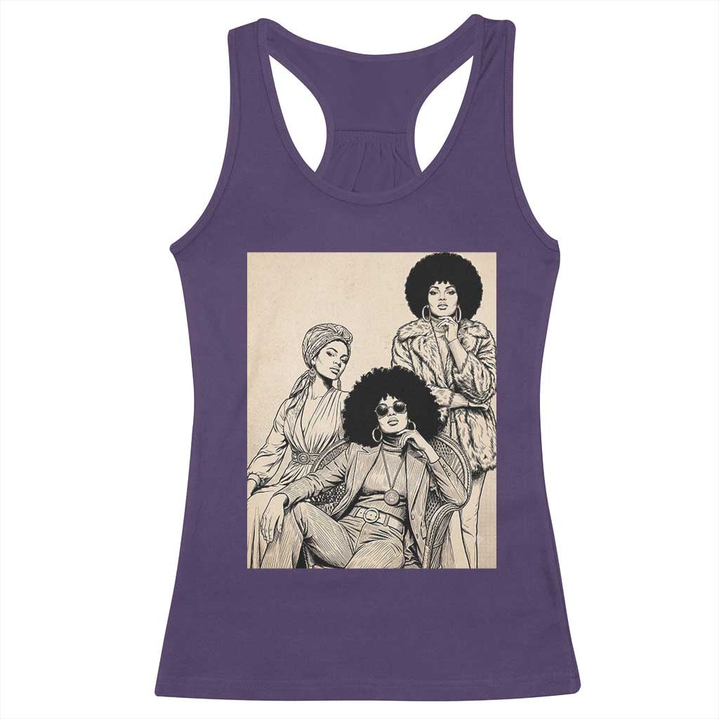 Vintage 70s Afro Queen Black Girl Pride Fashion Racerback Tank Top