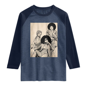 Vintage 70s Afro Queen Black Girl Pride Fashion Raglan Shirt