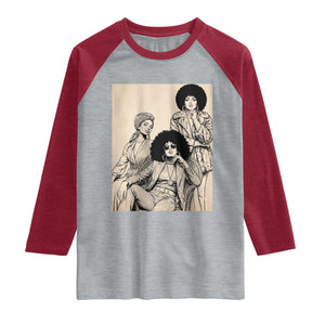 Vintage 70s Afro Queen Black Girl Pride Fashion Raglan Shirt