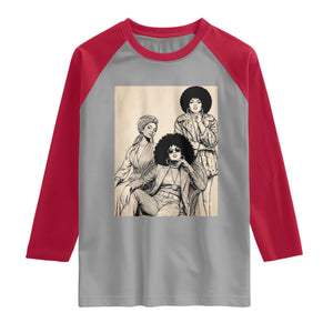 Vintage 70s Afro Queen Black Girl Pride Fashion Raglan Shirt
