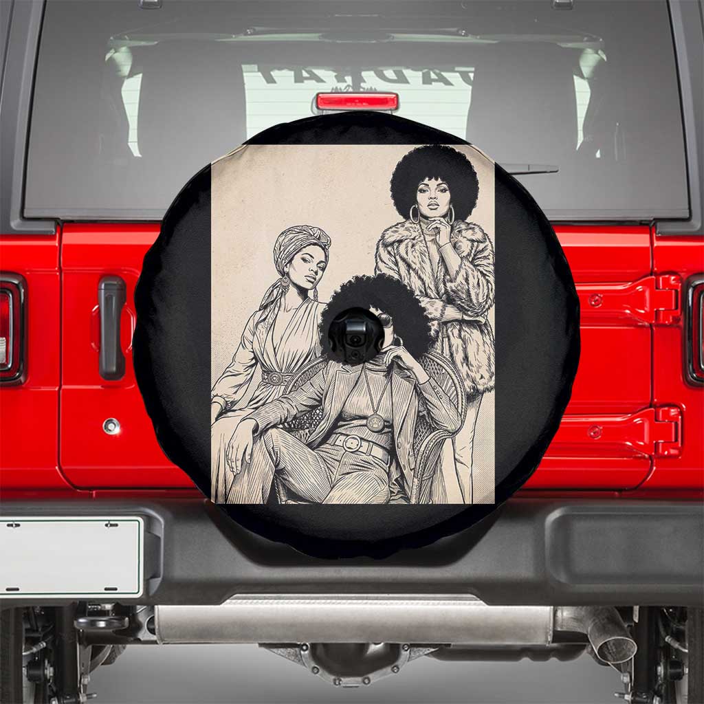 Vintage 70s Afro Queen Black Girl Pride Fashion Spare Tire Cover