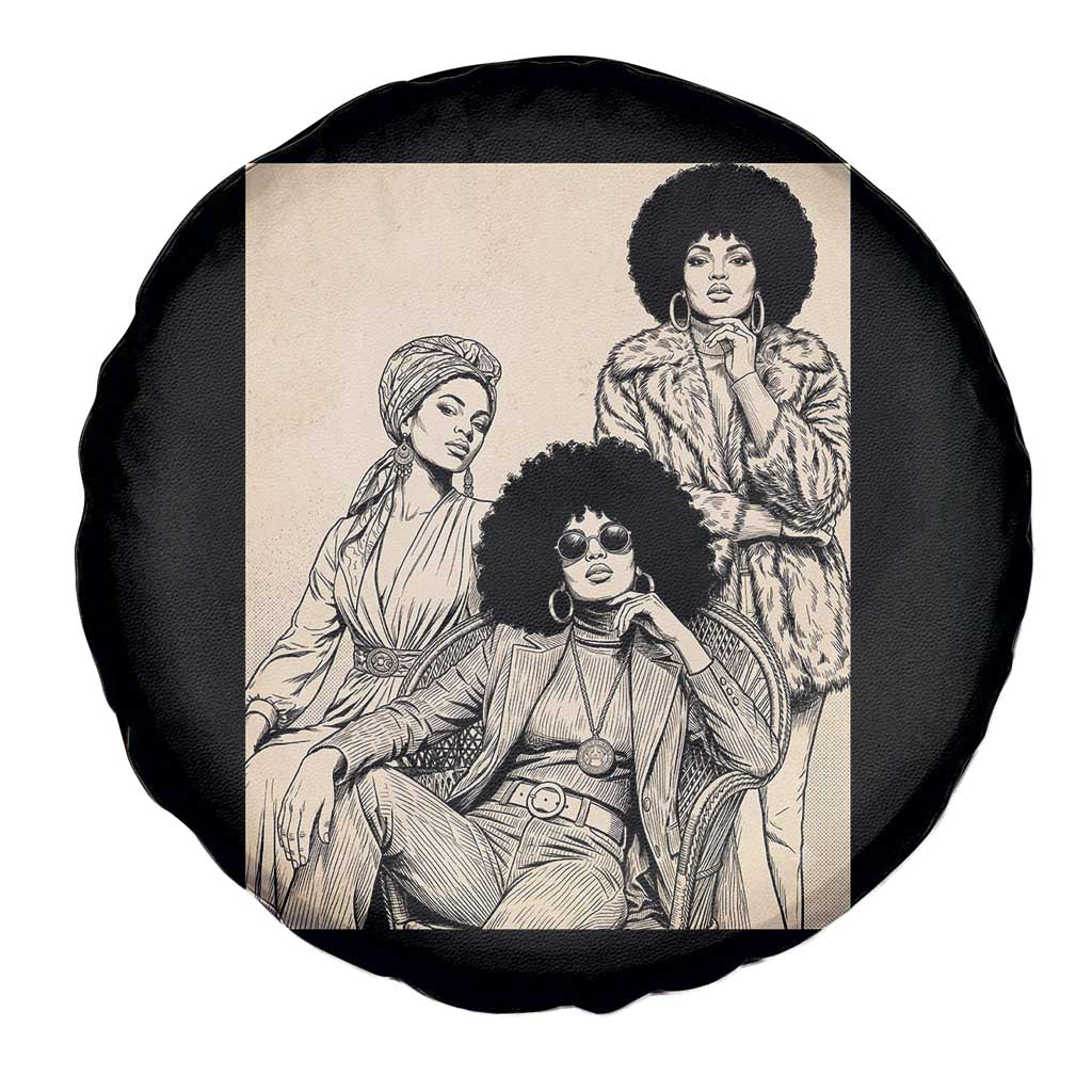 Vintage 70s Afro Queen Black Girl Pride Fashion Spare Tire Cover