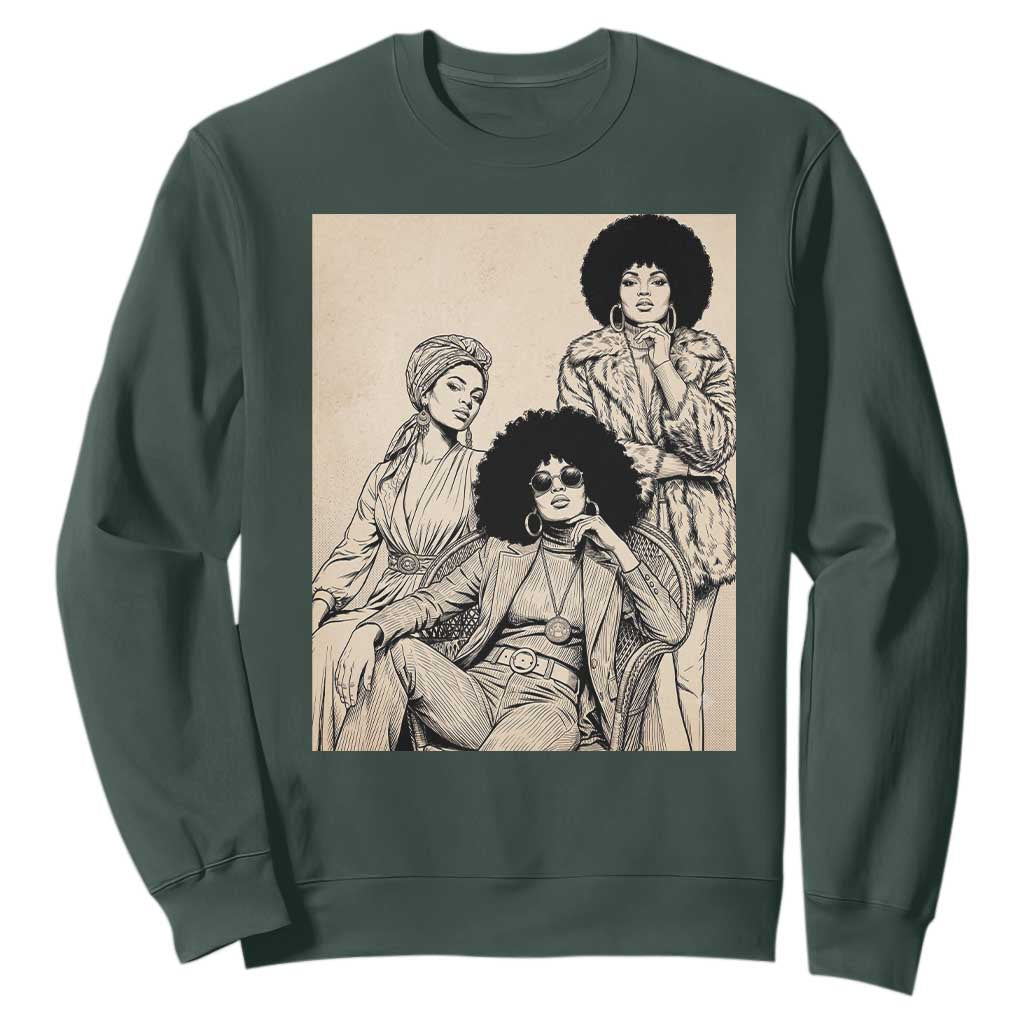 Vintage 70s Afro Queen Black Girl Pride Fashion Sweatshirt