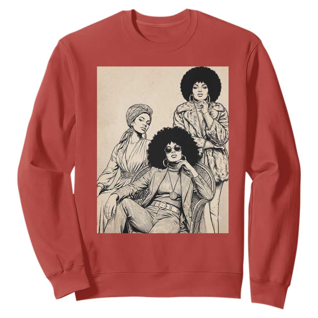 Vintage 70s Afro Queen Black Girl Pride Fashion Sweatshirt