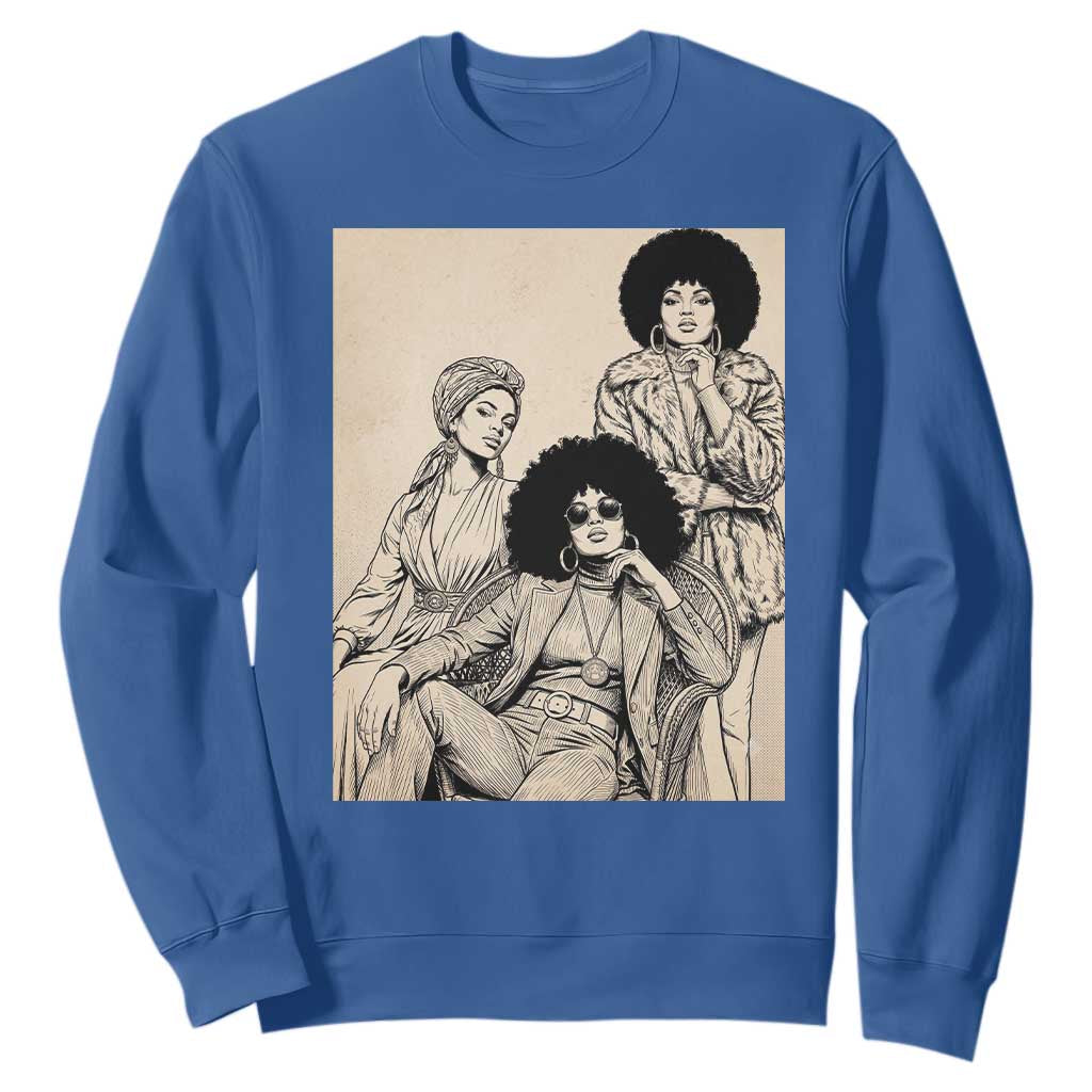 Vintage 70s Afro Queen Black Girl Pride Fashion Sweatshirt