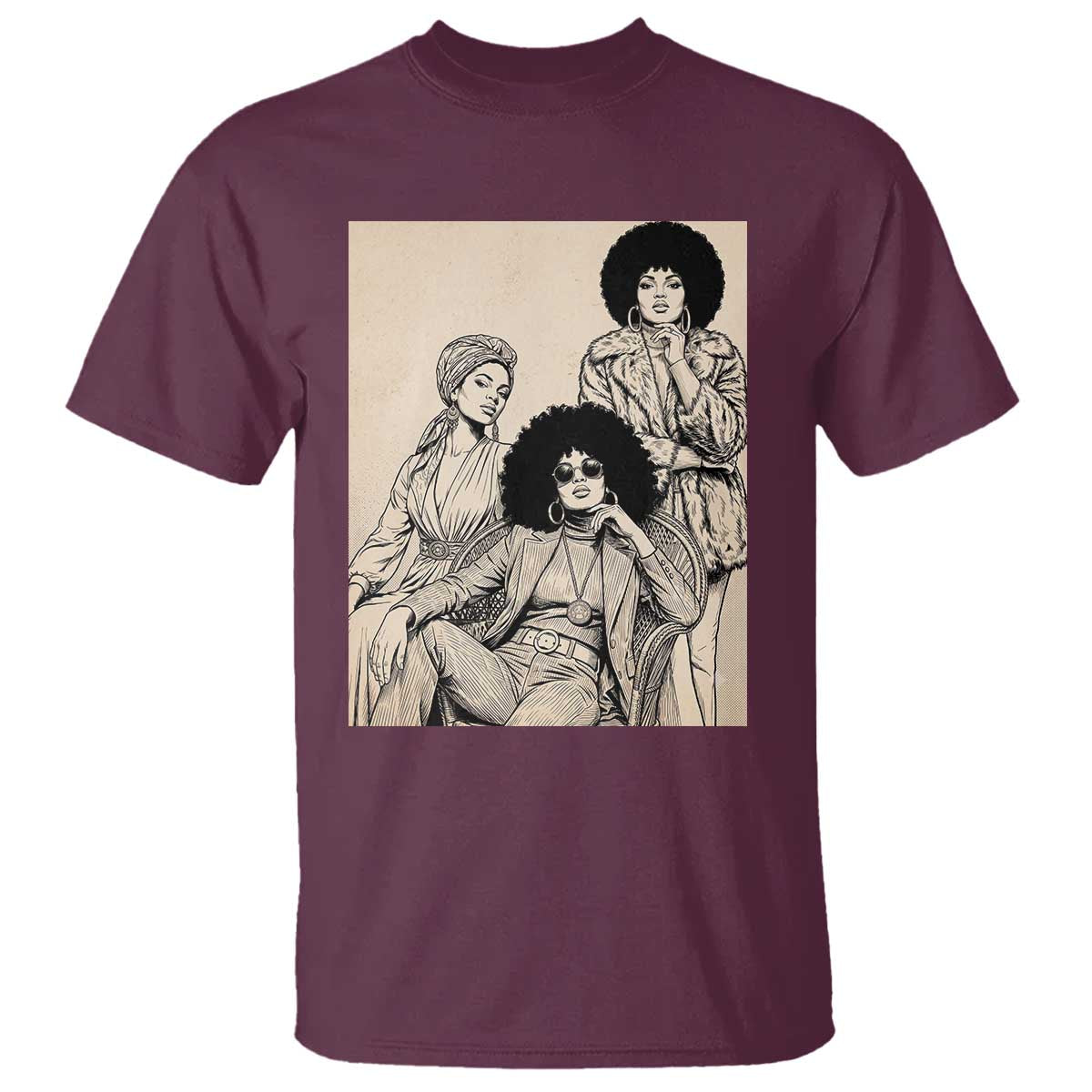 Vintage 70s Afro Queen Black Girl Pride Fashion T Shirt
