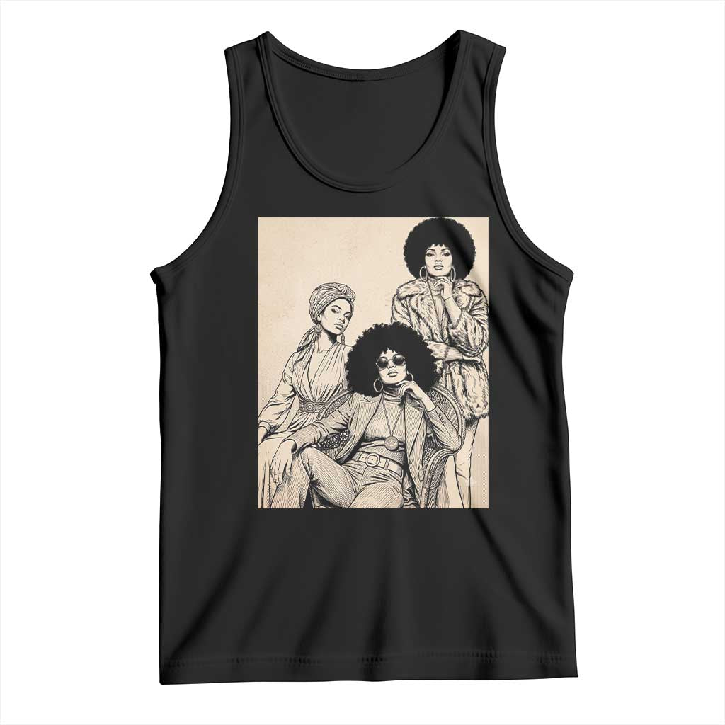 Vintage 70s Afro Queen Black Girl Pride Fashion Tank Top TS12 Black Print Your Wear