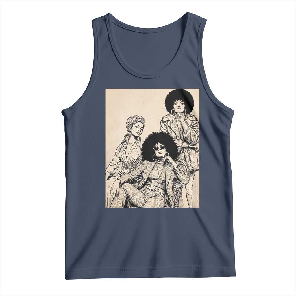 Vintage 70s Afro Queen Black Girl Pride Fashion Tank Top