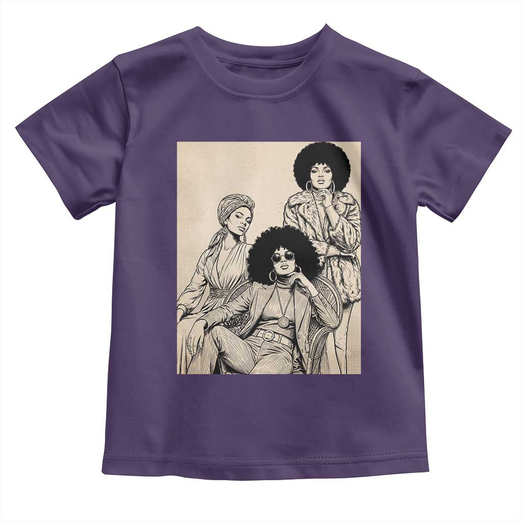 Vintage 70s Afro Queen Black Girl Pride Fashion Toddler T Shirt