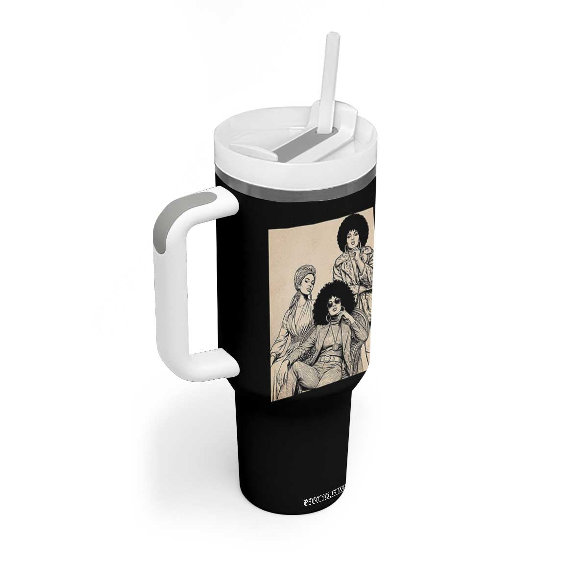 Vintage 70s Afro Queen Black Girl Pride Fashion Tumbler With Handle