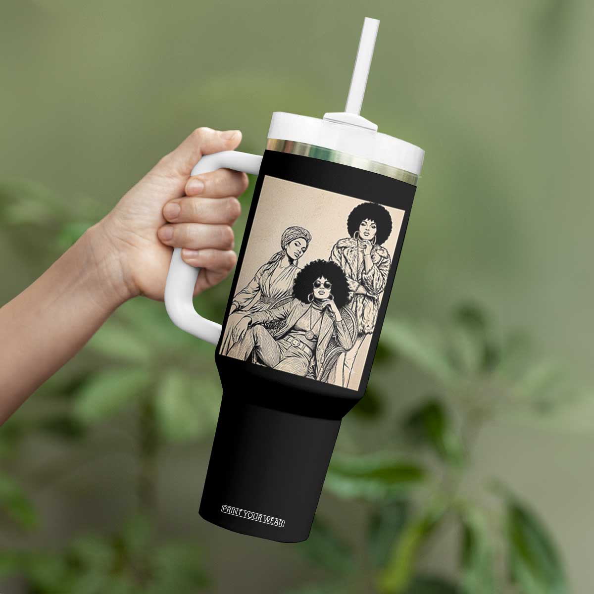Vintage 70s Afro Queen Black Girl Pride Fashion Tumbler With Handle