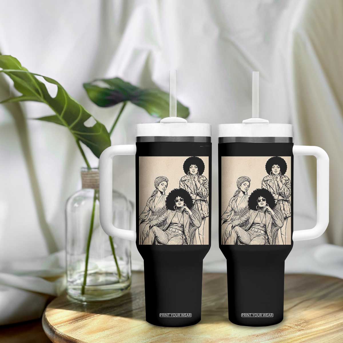 Vintage 70s Afro Queen Black Girl Pride Fashion Tumbler With Handle