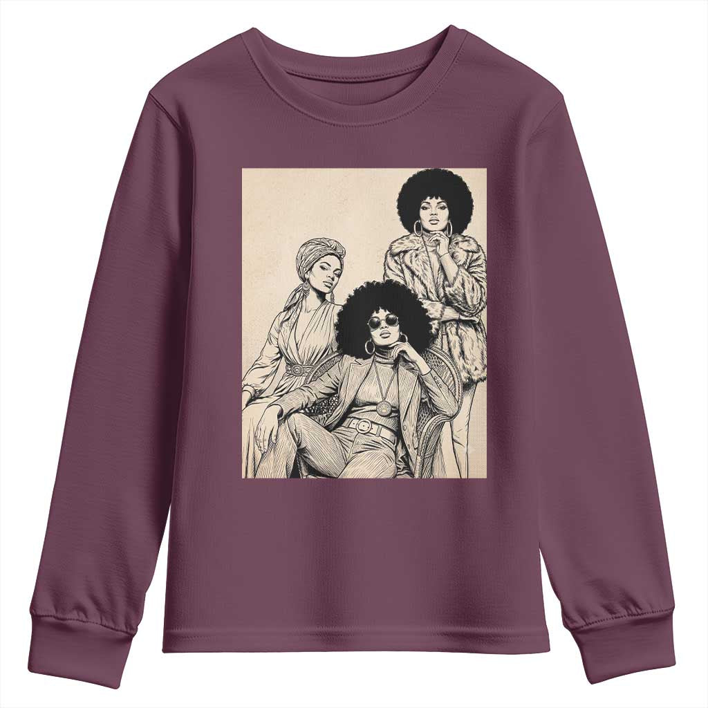 Vintage 70s Afro Queen Black Girl Pride Fashion Youth Sweatshirt