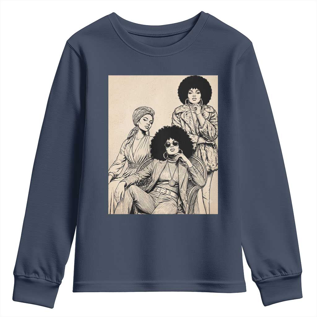 Vintage 70s Afro Queen Black Girl Pride Fashion Youth Sweatshirt