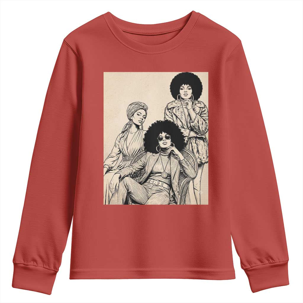 Vintage 70s Afro Queen Black Girl Pride Fashion Youth Sweatshirt