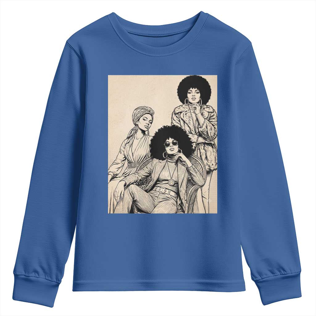 Vintage 70s Afro Queen Black Girl Pride Fashion Youth Sweatshirt