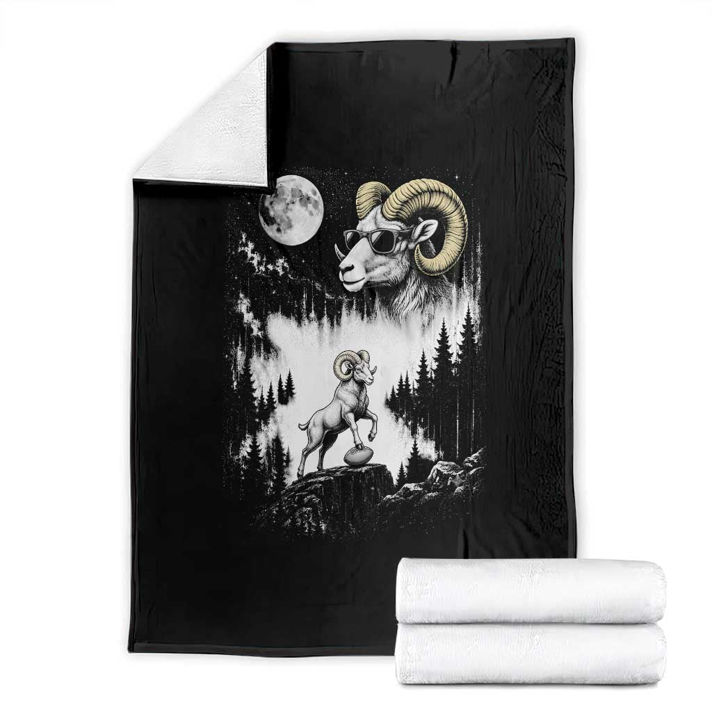 Cool Ram Wearing Sunglasses Moon Nature Vintage Graphic Throw Blanket TS12 Black Print Your Wear