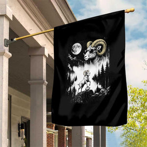 Cool Ram Wearing Sunglasses Moon Nature Vintage Graphic Garden Flag