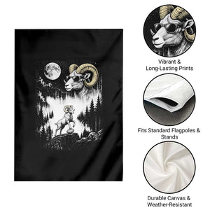 Cool Ram Wearing Sunglasses Moon Nature Vintage Graphic Garden Flag
